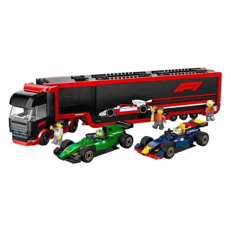 LEGO F1 Truck with RB20 & AMR24 F1 Cars