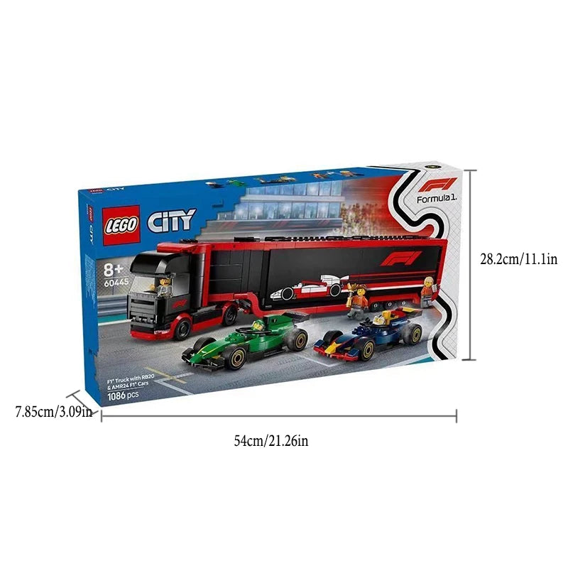 LEGO F1 Truck with RB20 & AMR24 F1 Cars