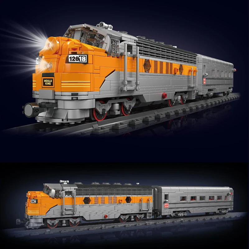 Mould King Train Building Block USA EMD F7 WP Diesel Locomotive Model Kids