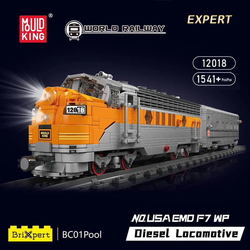 Mould King Train Building Block USA EMD F7 WP Diesel Locomotive Model Kids
