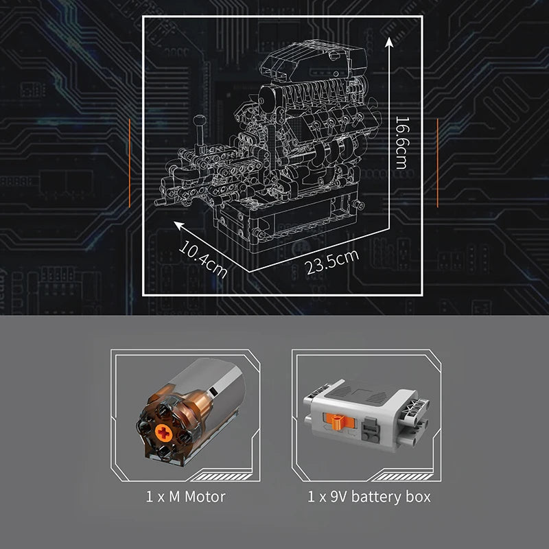 Mould King Toys Model The Motorized V8 Engine+Transmission