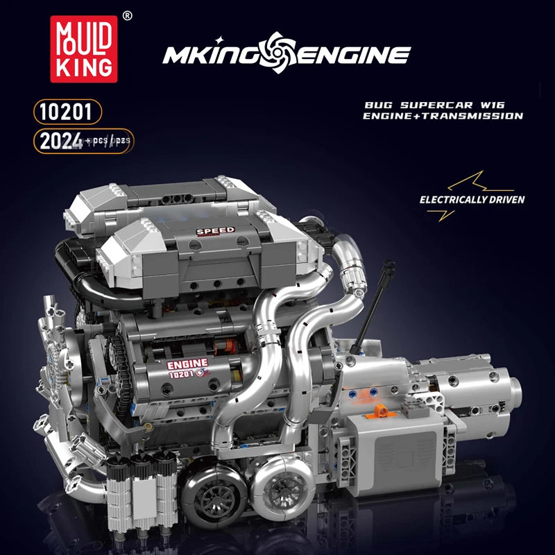 Mould King The Motorized Supercar W16 Engine + Transmission