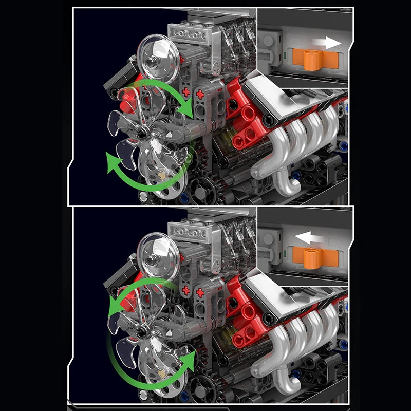 Mould King Toys Model The Motorized V8 Engine+Transmission