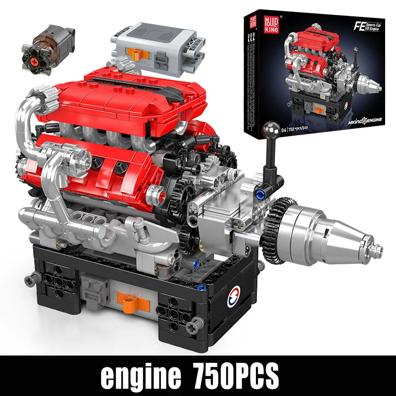 Mould King Engine Toys The Motorized FE Sports Car V8 Engine