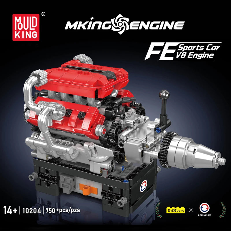 Mould King Engine Toys The Motorized FE Sports Car V8 Engine