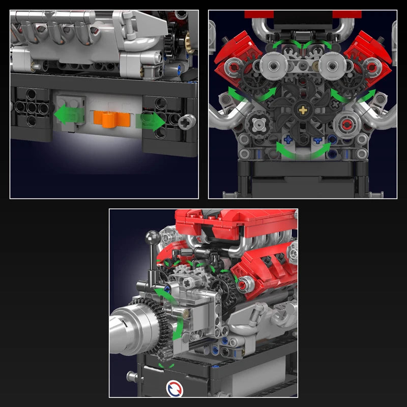 Mould King Engine Toys The Motorized FE Sports Car V8 Engine