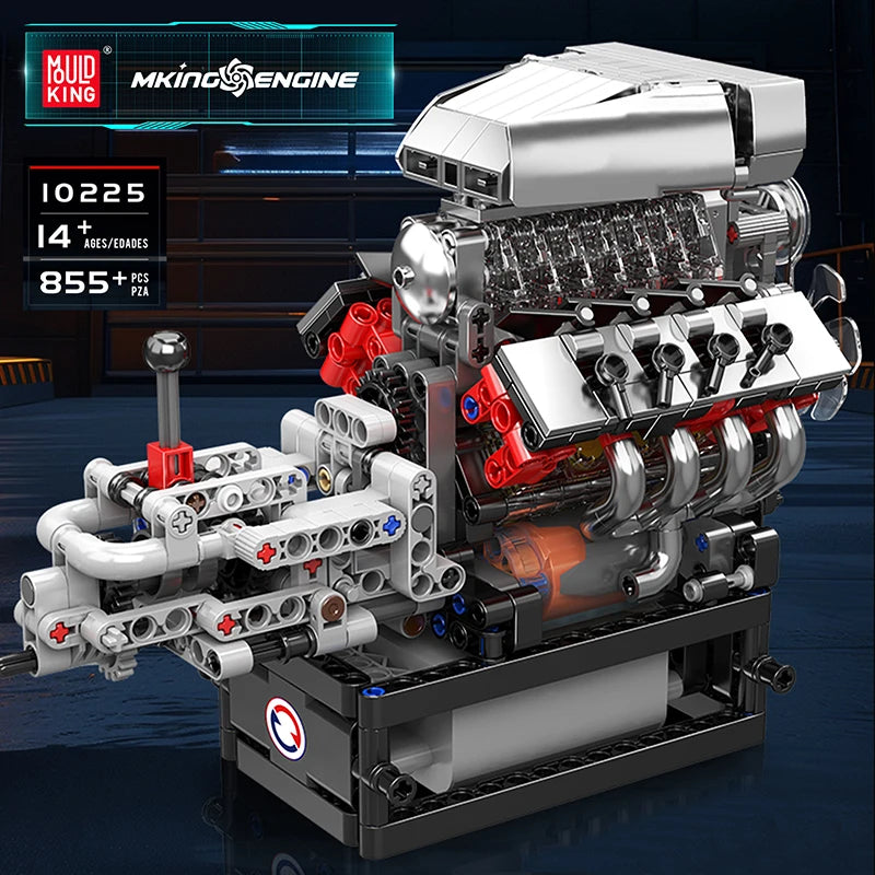 Mould King Toys Model The Motorized V8 Engine+Transmission