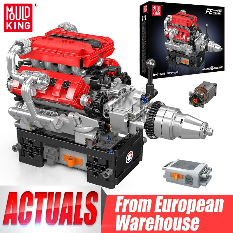 Mould King Engine Toys The Motorized FE Sports Car V8 Engine